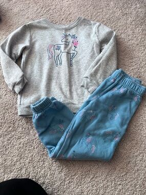 Garanimals Gray Sweatshirt and Blue Unicorn Pants Matching Set